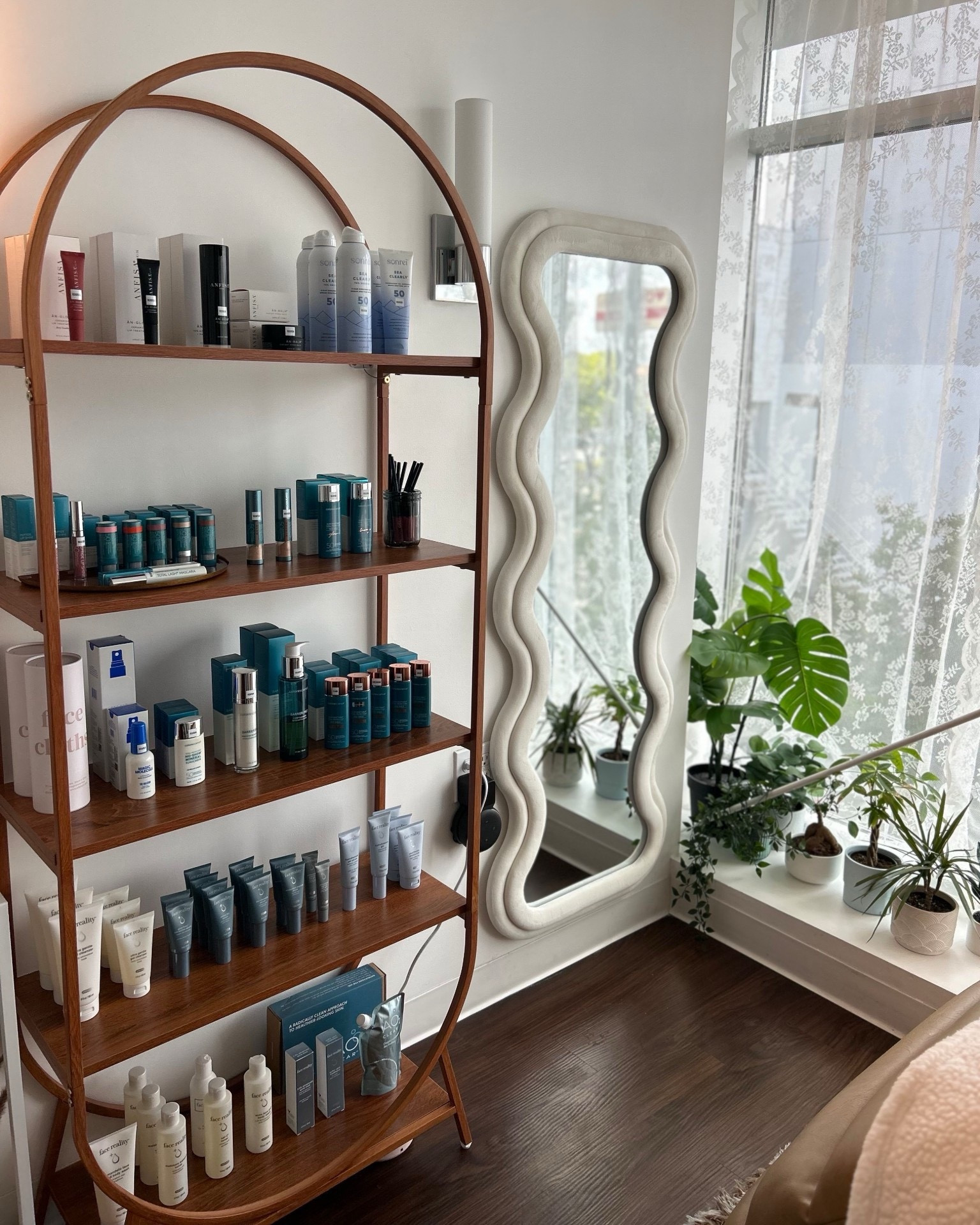 A peek at my spa decor ✨ A mix of cozy, functional, and calming details that make the space feel extra inviting ☁️

I’m especially in love with this cream velvet wavy body mirror and arched freestanding bookshelf. Perfect for retail display, an esthetician room, or a salon suite. Also gorgeous pieces for home or office!

Shop below ↓ 🤍 I’d love to see how you style these in your own space!

#LTKHome #LTKFindsUnder100