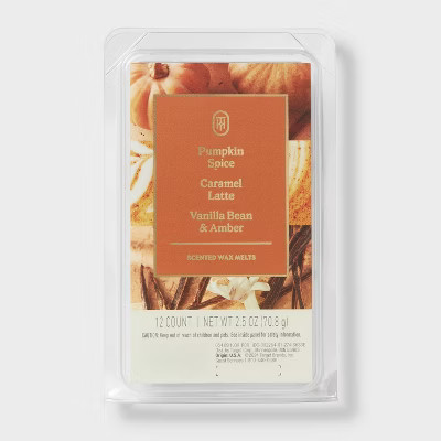 12ct Fall Pumpkin Spice, Caramel Latte and Vanilla Bean and Amber Wax Melts - Threshold™ | Target