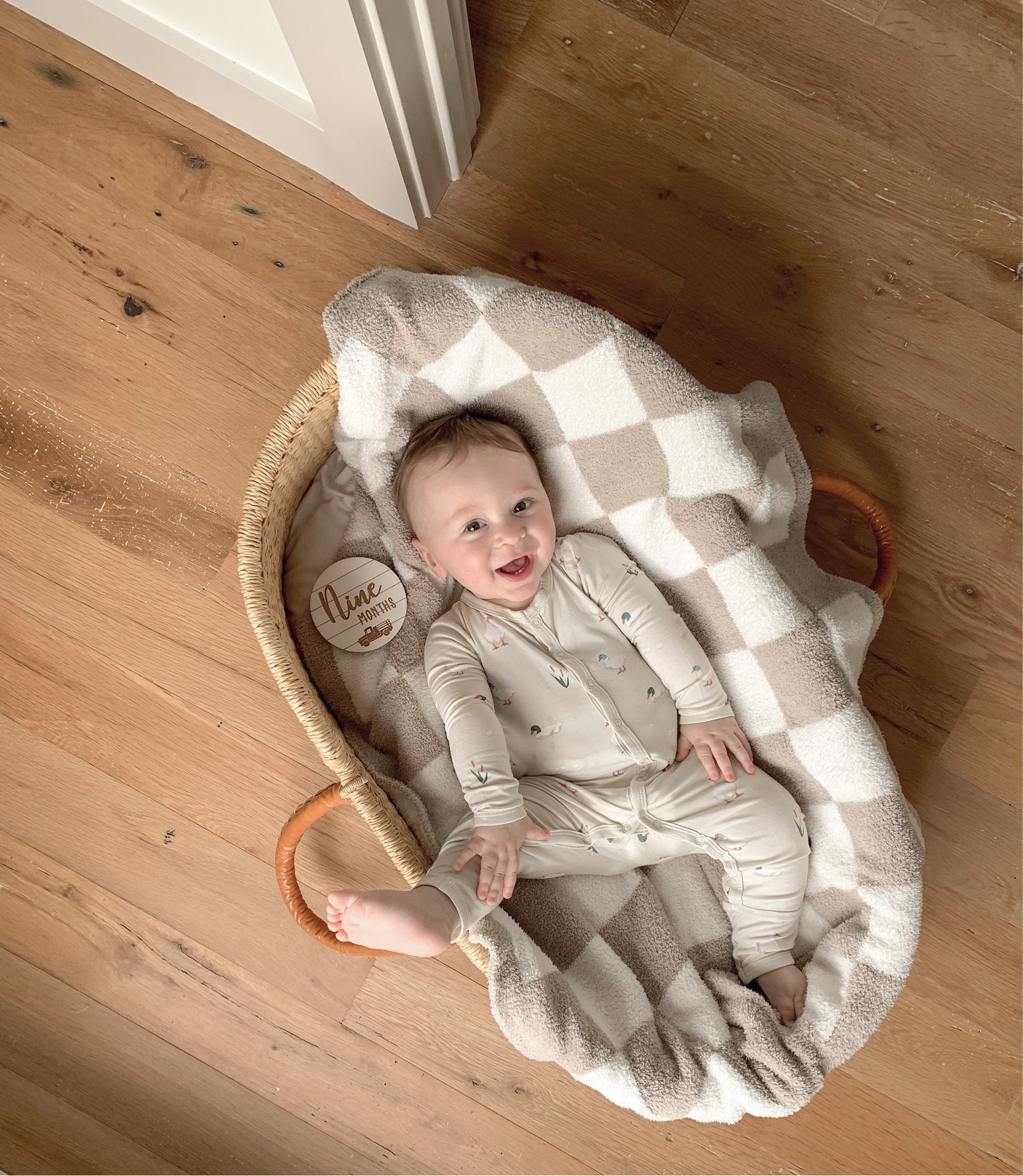 9 months of baby George 💙 I refuse to believe that he is inching closer to turning one year old 🥹 This past month, he cut one more bottom tooth and his top two middle teeth. He now has 5 teeth! He went on his first Disney cruise, felt the sand for the first time, and went on his first airplane ✈️ He still hasn’t figured out how to crawl and I will gladly wait however long he’s willing to take 🤪 He loves mama’s milk and still wants it all night long. Baby boy loves to snuggle in the carrier and take contact naps at gymnastics. He thinks his sisters are hysterical and loves playing with baskets more than toys. He’s still not a huge fan of solids, but is getting the hang of pouches and purées. Daddy’s ready for him to eat some steak 😆 We love you George! This baby boy sure has stolen my heart 💙💙