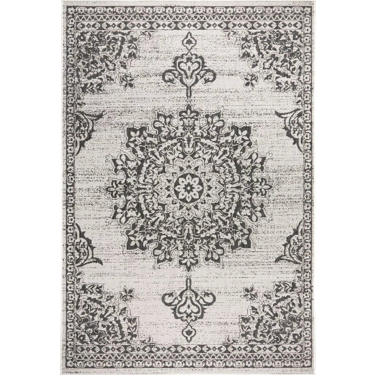 1'9" x 2'11" Country Azalea Indoor/Outdoor Rug Gray/Black - Nicole Miller: Woven Polypropylene, U... | Target