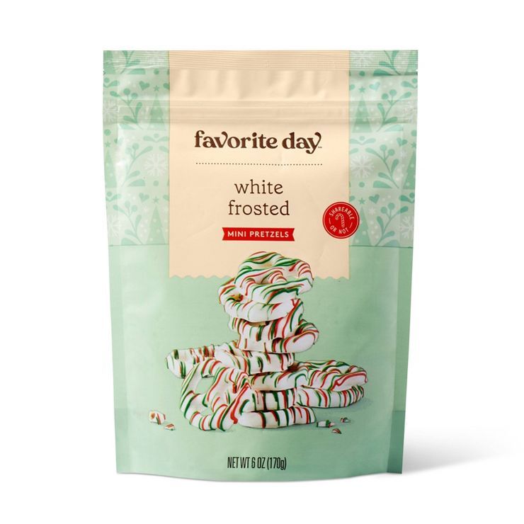 White Coated Mini Pretzel Twists with Red and Green Drizzle - 6oz - Favorite Day™ | Target
