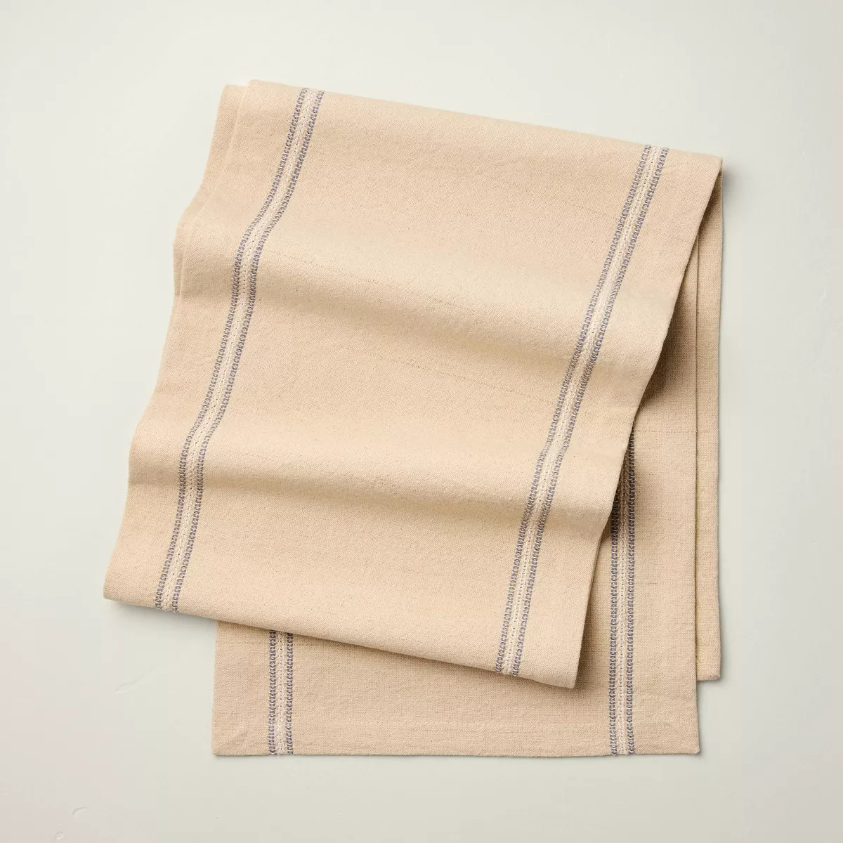 14"x72" Striped Border Table Runner Beige/Blue - Hearth & Hand™ with Magnolia | Target