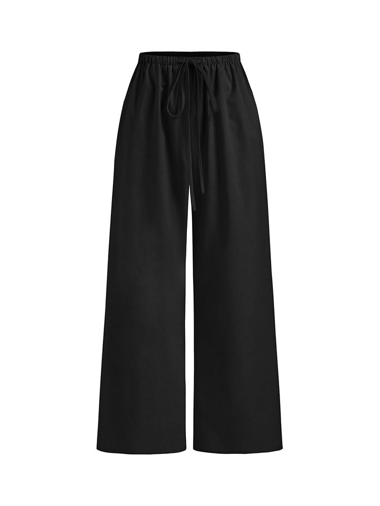 CIDER Linen Pants Women Wide Leg Cropped Palazzo Trousers Low Waist Knotted Loose Fit Cropped Pan... | Amazon (US)