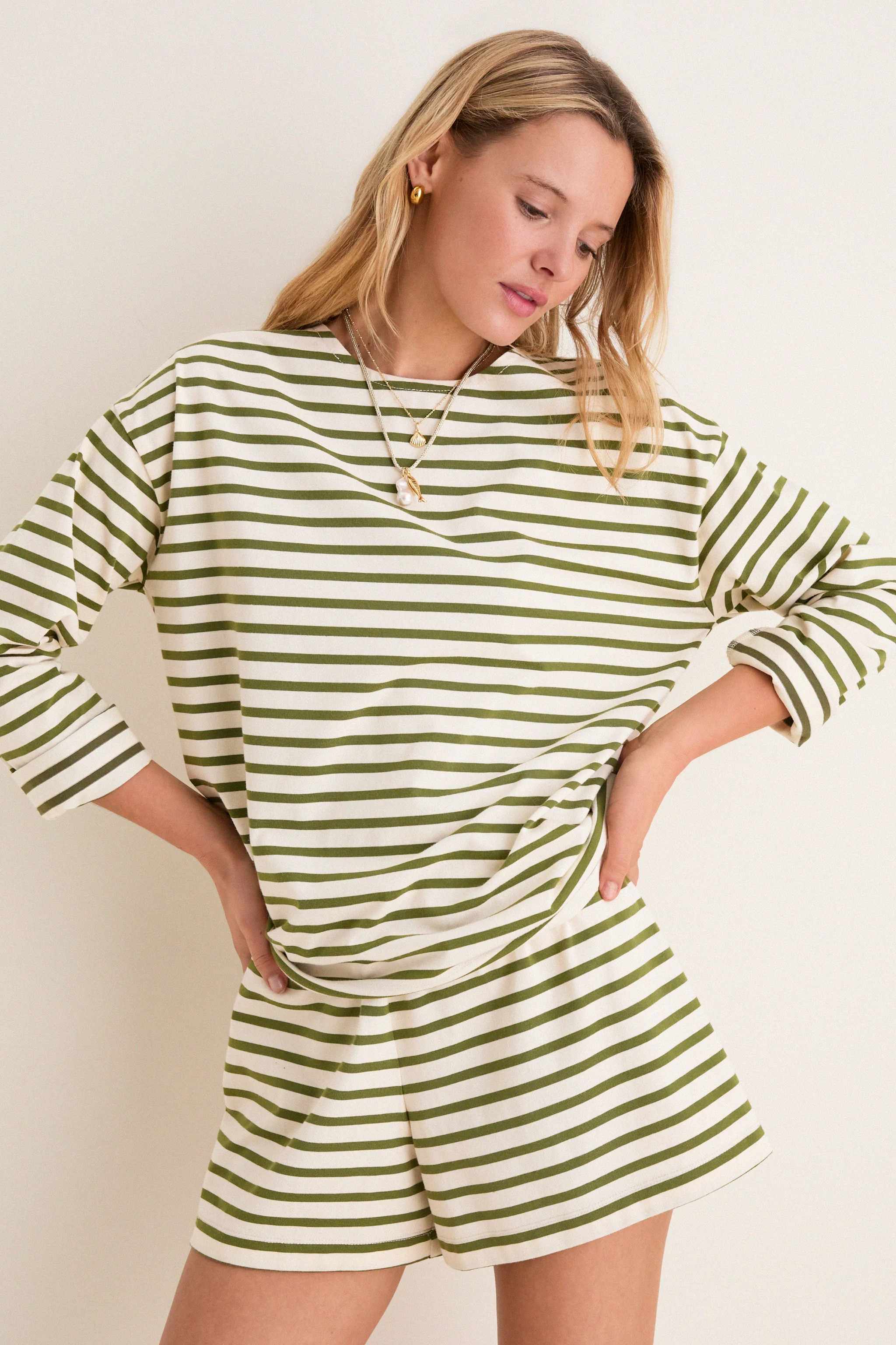 Olive Stripe Knit Odie Tee | Shop.app