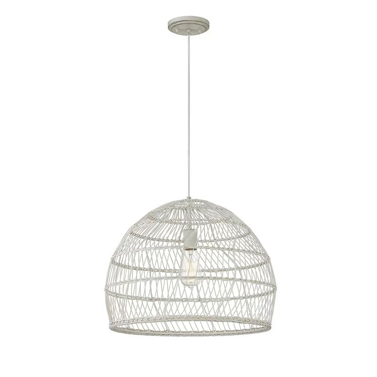 Trade Winds Lighting 1 Light Pendant Light In White Rattan With A White Socket - TW90111-WR | Walmart (US)