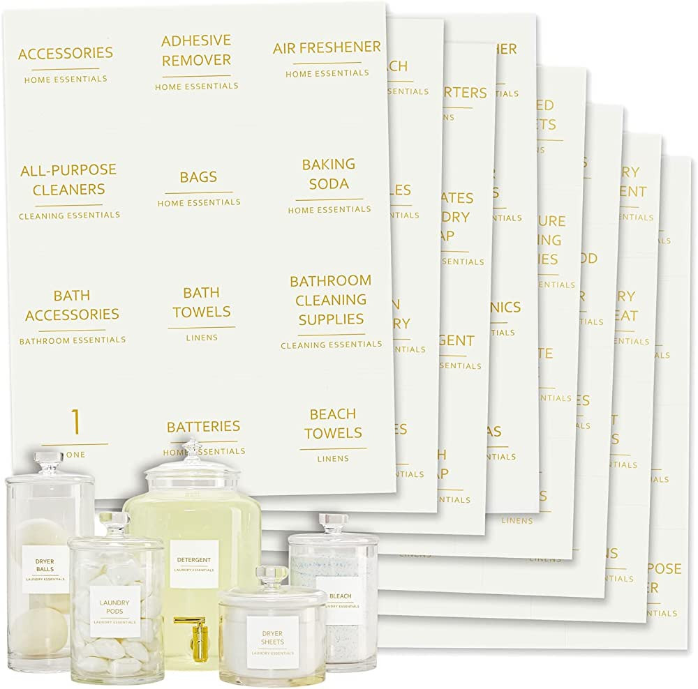  144 Minimalistic Laundry Room Labels for Glass Jars, Preprinted Linen Closet Sti... | Amazon (US)