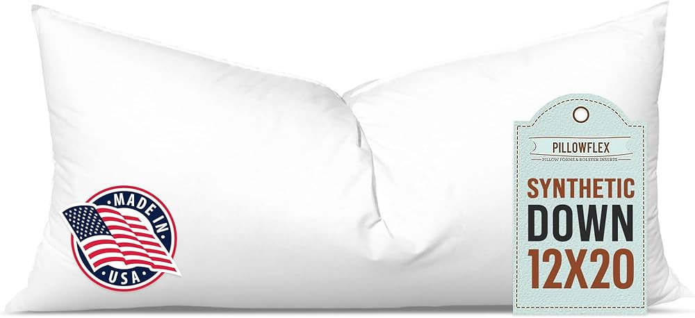 Pillowflex Synthetic Down Pillow Insert - 12x20 Down Alternative Pillow, Ultra Soft, Small Rectan... | Amazon (US)