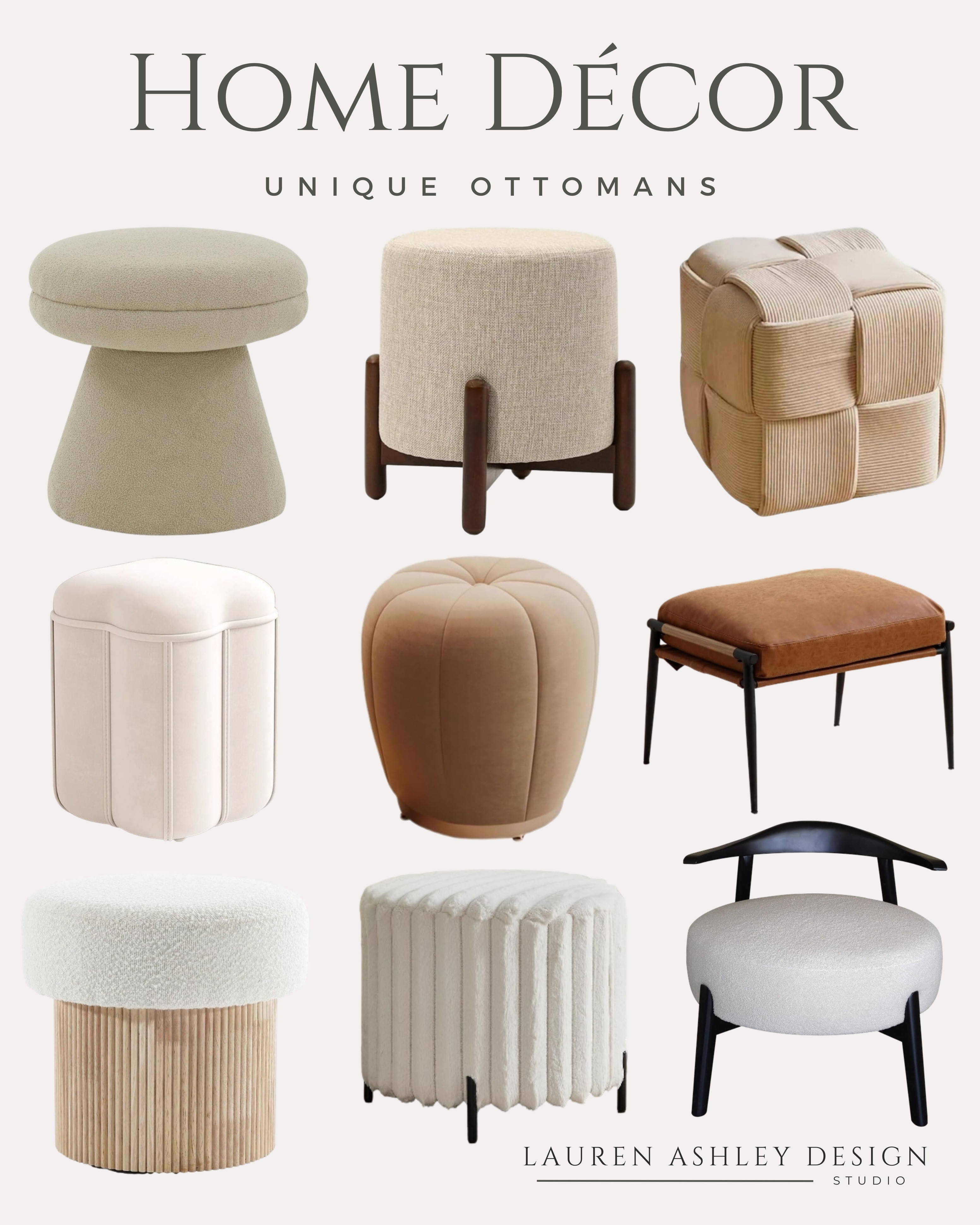 Elevate your living space with these unique ottomans that blend functionality with eye-catching design. These statement pieces add the perfect touch of texture and personality to any room. Click the link in bio to shop these featured home finds. #HomeDecor #InteriorDesign #OttomanStyle 

 #LTKdayinmylife #LTKHome #LTKSaleAlert