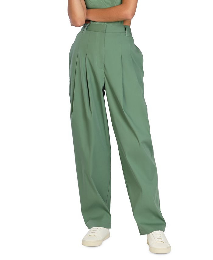 Bar III Nicole Williams English Pleated Wide-Leg Relaxed Pants, Created for Macy's & Reviews - Pa... | Macys (US)