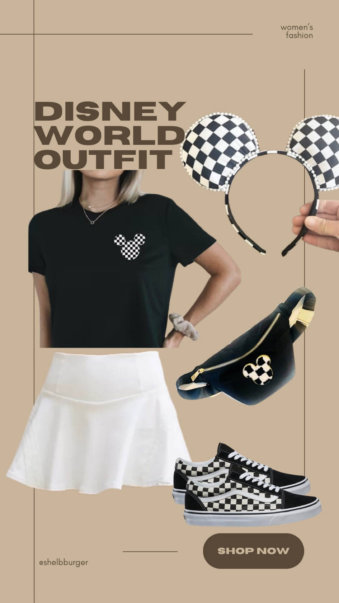 Women’s checkered Disney World outfit

Retro Disney checkered crop top
Free people movement skort 
Black and white checkered Mickey Mouse ears
Checkered Mickey Mouse Fanny pack
Vans checkered old skool sneakers

#LTKsalealert #LTKfindsunder100 #LTKtravel