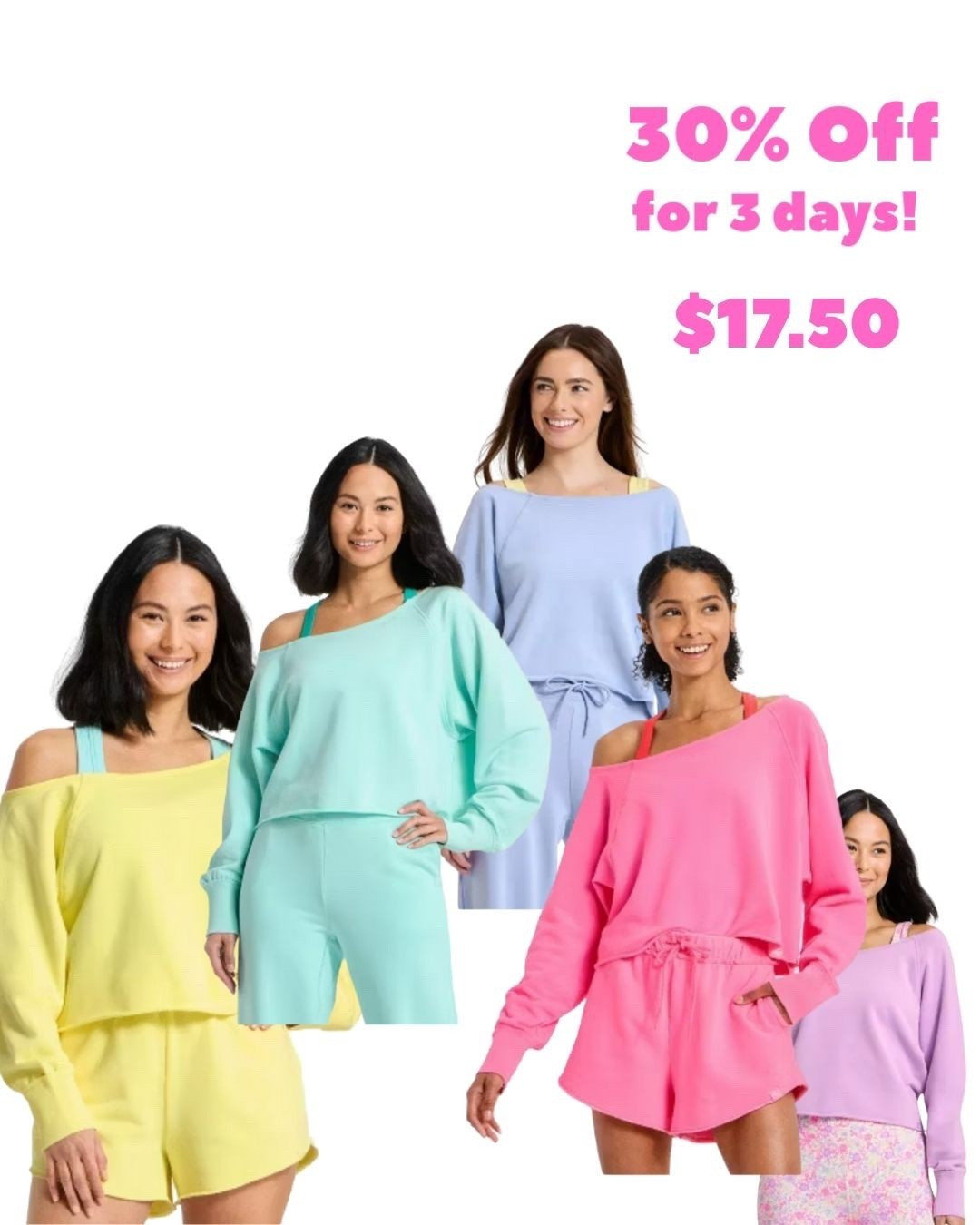 Joylab 30% Off Sale (For 3 Days)! 🎯 🩷🧡💛💚🩵💜
… this cute, slouchy sweatshirt is perfection… matches back to some of the shorts, etc., too!


#LTKActive #LTKFindsUnder50 #LTKSaleAlert