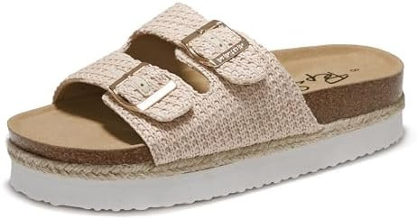 PepStep Slide Sandals for Women with Soft Cork Footbed and Strap, Ladies Fashion Platform Slide S... | Amazon (US)