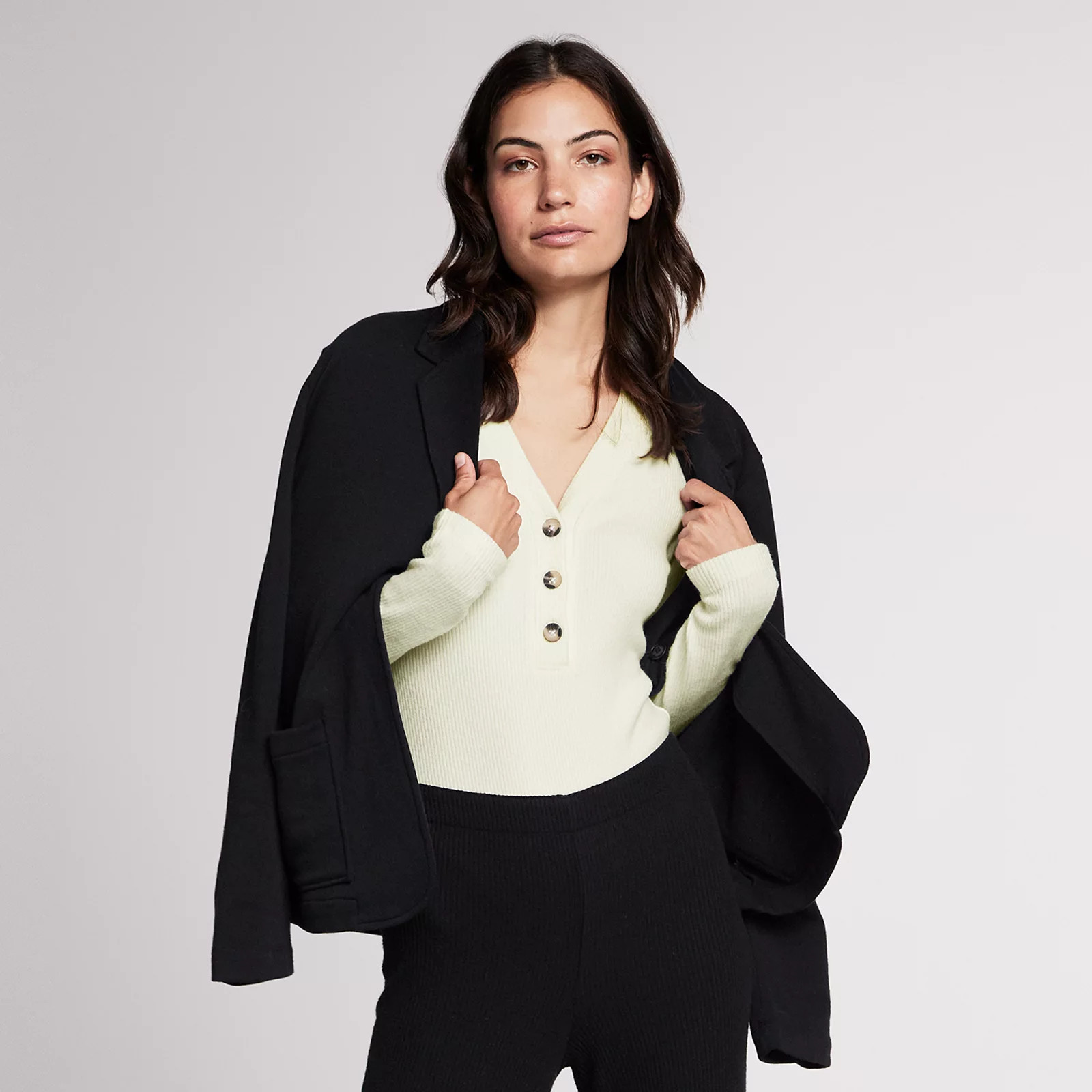 Women's Yummy Sweater Co. Rib Henley Bodysuit, Size: XS, White | Kohl's