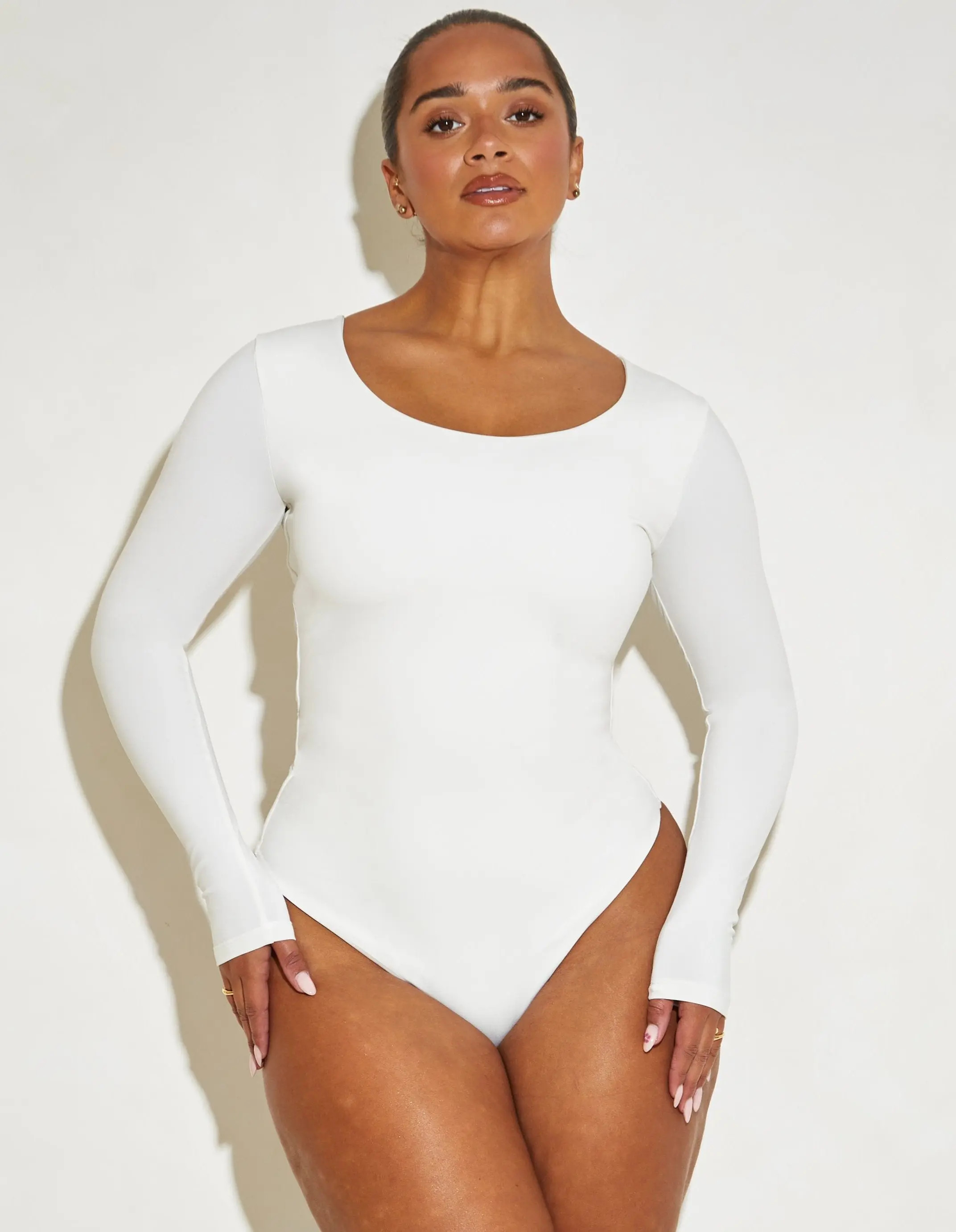 Long Sleeve Scoop Neck 'Charlotte' Bodysuit - Coconut - RELR | RELR