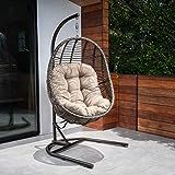Hanover ISLAEGG-BRN Isla Wicker Cushion Hanging Egg Chair, Brown/Taupe | Amazon (US)