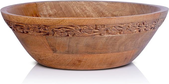 Jasmine Medium Bowls (Medium Burnt, 9 x 4 x 8) – Mango Wood Decorative Bowl for Veggies, Fruits... | Amazon (US)