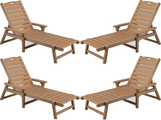 Psilvam Chaise Lounges Set of 4, Lounge Chairs with Adjustable Backrest, Supports Up to 350 lbs, ... | Amazon (US)