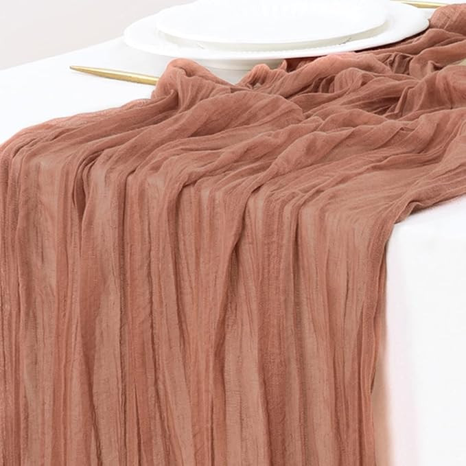 Socomi Cheesecloth Table Runner 10ft Gauze Boho Rustic Dark Rose Cheese Cloth Table Runner for We... | Amazon (US)