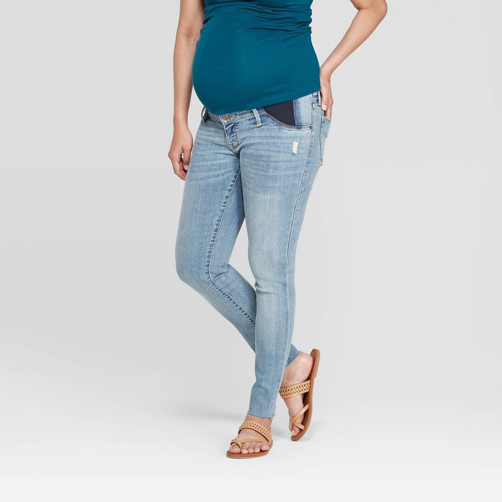 Maternity Side Panel Raw Hem Skinny Jeans - Isabel Maternity by Ingrid & IsabelͲ Light Wash | Target