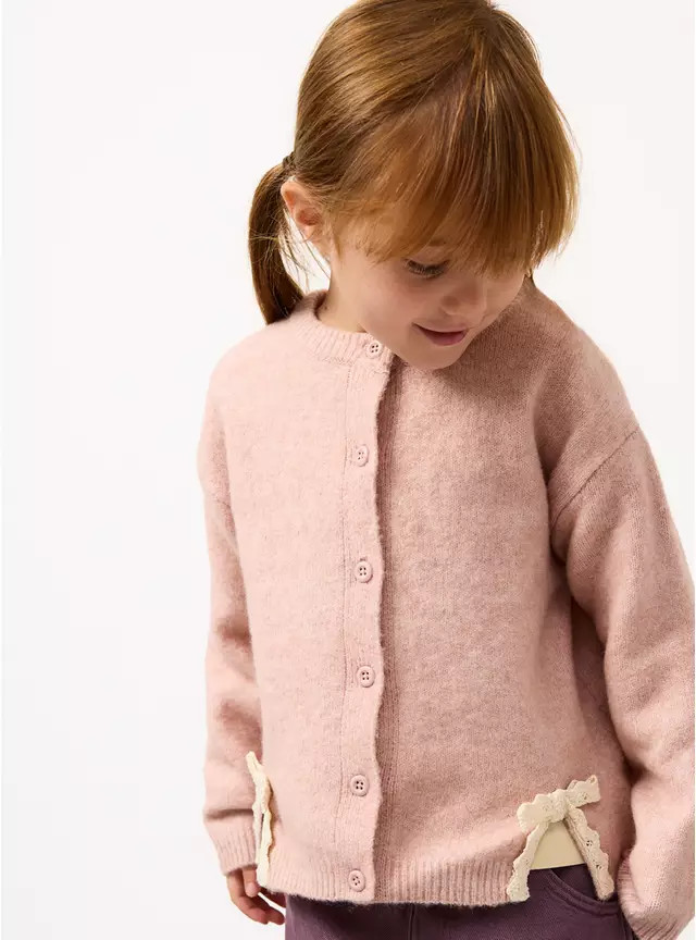 Buy Pink Bow Detailing Long Sleeve Cardigan 1-2 years | Jumpers and cardigans | Tu | Tu Clothing