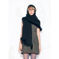 Vintage Y2K Knit Hood Scarf in Black - 2000S Oversized Feather Edge Shawl One Size | Etsy (US)