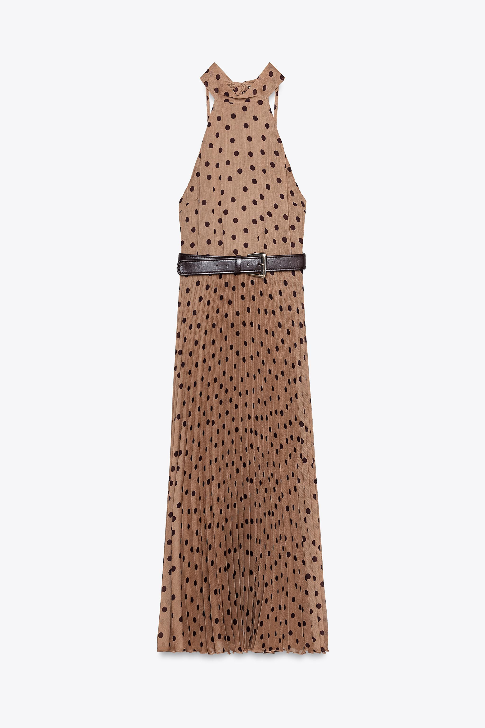 POLKA DOT MIDI DRESS WITH BELT | Zara US