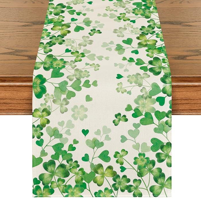 Artoid Mode Shamrock Love Heart 210 GSM St. Patrick's Day Table Runner, Seasonal Spring Kitchen D... | Amazon (US)