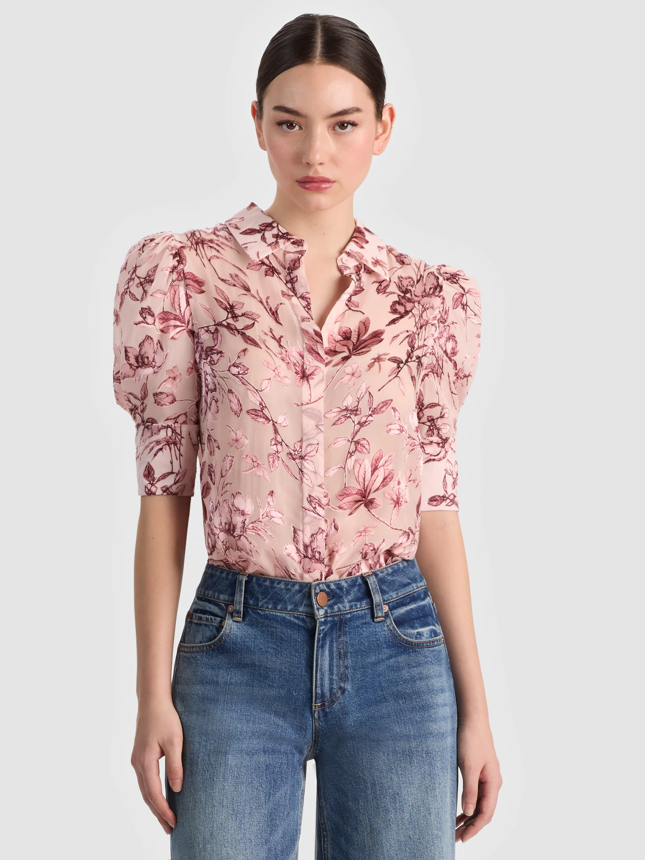alice + olivia WILLA PUFF SLEEVE BLOUSE | Alice + Olivia