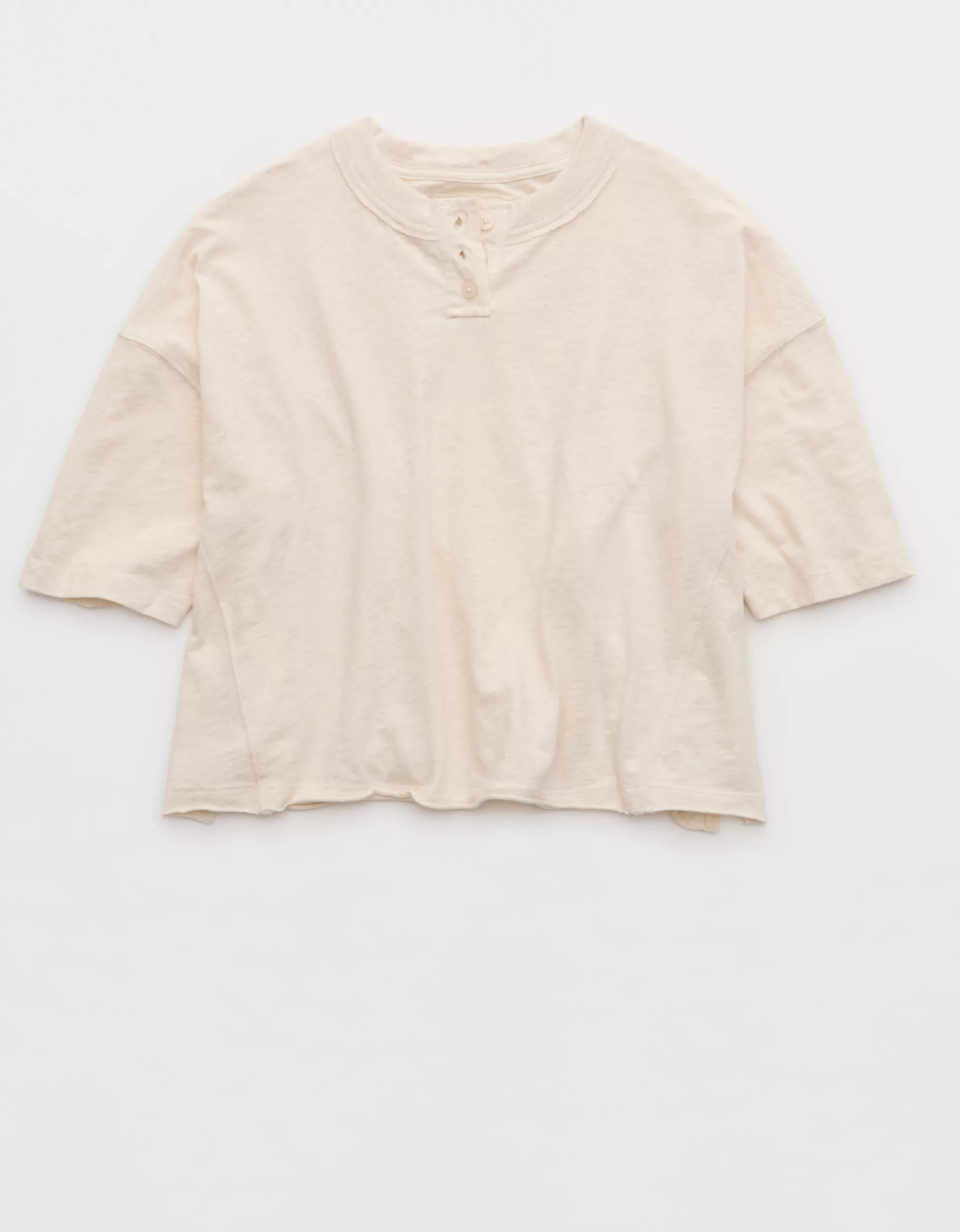 Aerie Remix Henley Cropped T-Shirt | Aerie