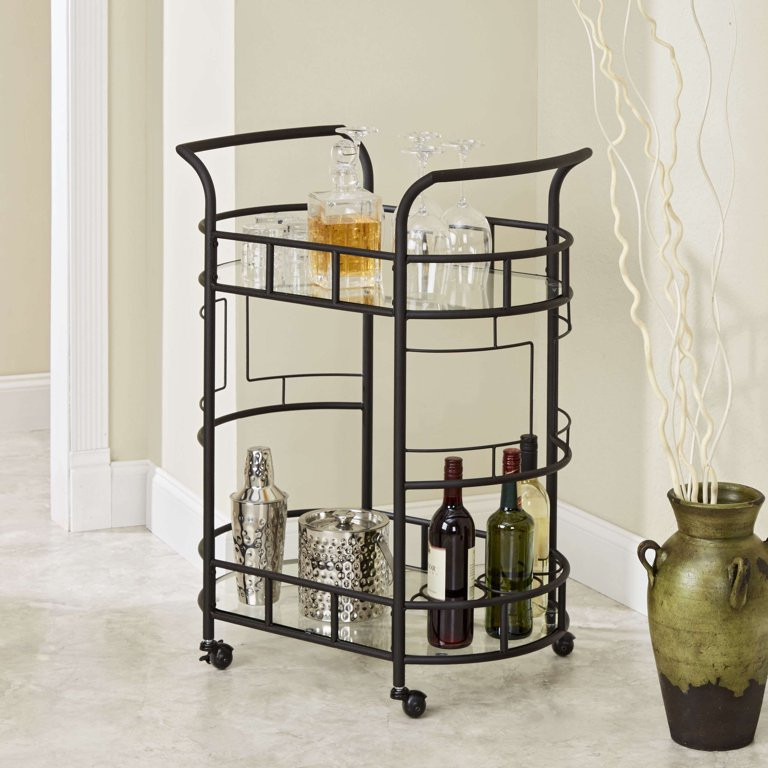 Silverwood Sinclair 2 - Tier Bar Cart, Hammered Bronze - Walmart.com | Walmart (US)