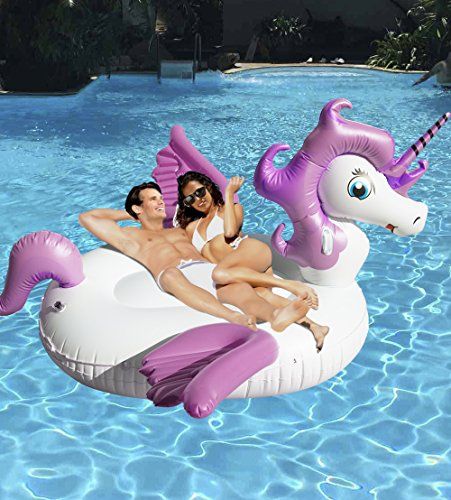 Giant Unicorn Pool Float,Inflatable Outdoor Swimming Pool Float Raft Lounger Candy Pegasus Floting L | Amazon (US)