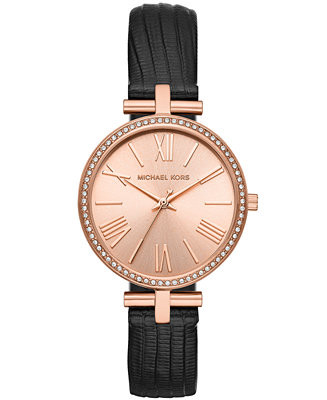 Women's Maci Black Leather Strap Watch 34mm, Created for Macy's | Macys (US)