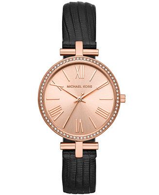 Women's Maci Black Leather Strap Watch 34mm, Created for Macy's | Macys (US)