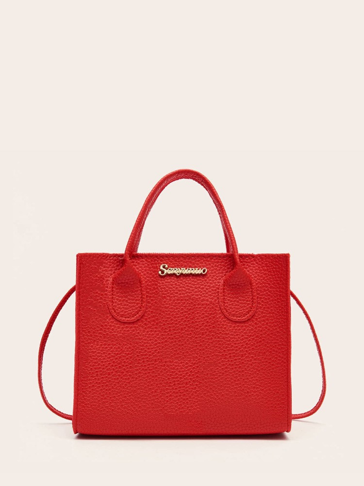 Metal Letter Detail Satchel Bag | SHEIN
