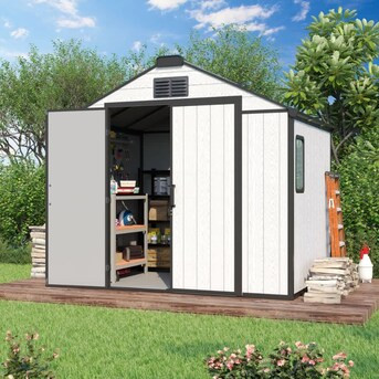 U-HOMY 8x6 FT Resin Outdoor Storage Shed with Floor | Lowe's