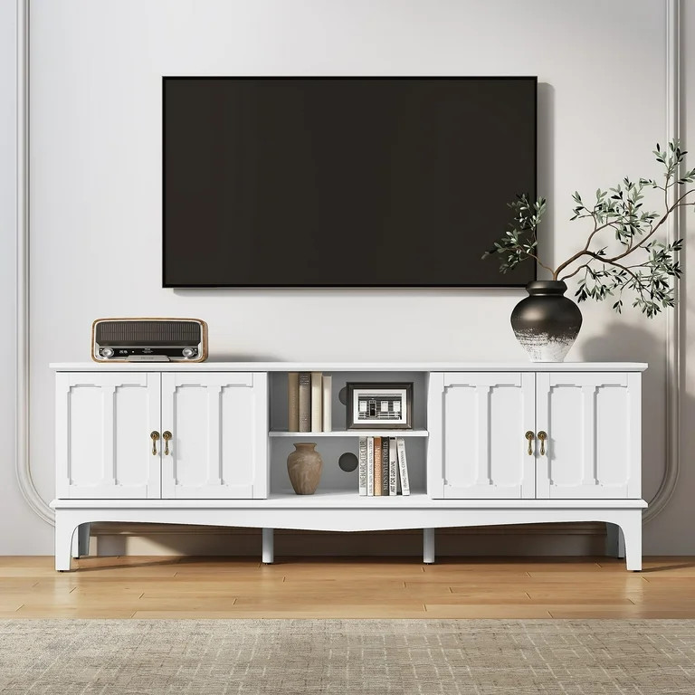 HLR Modern 67" TV Stand, for TVs up to 75", Entertainment Center with Curved Base for Living Room... | Walmart (US)
