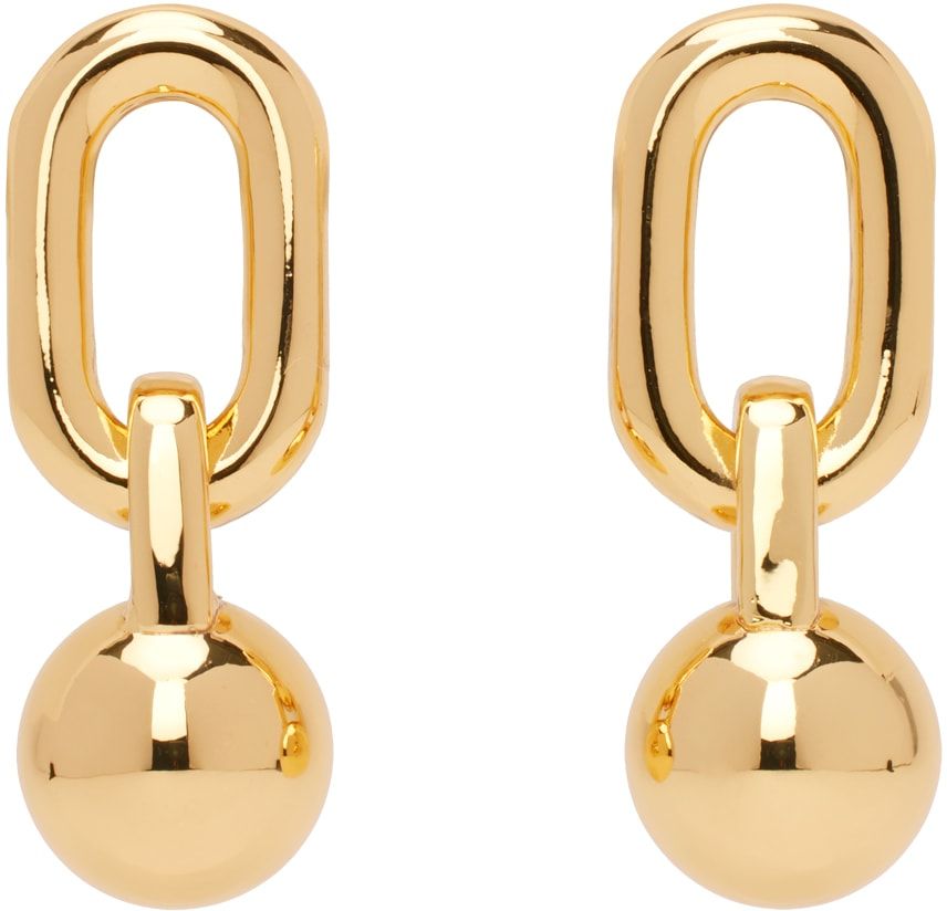 ANINE BING - Gold Link Ball Drop Earrings | SSENSE