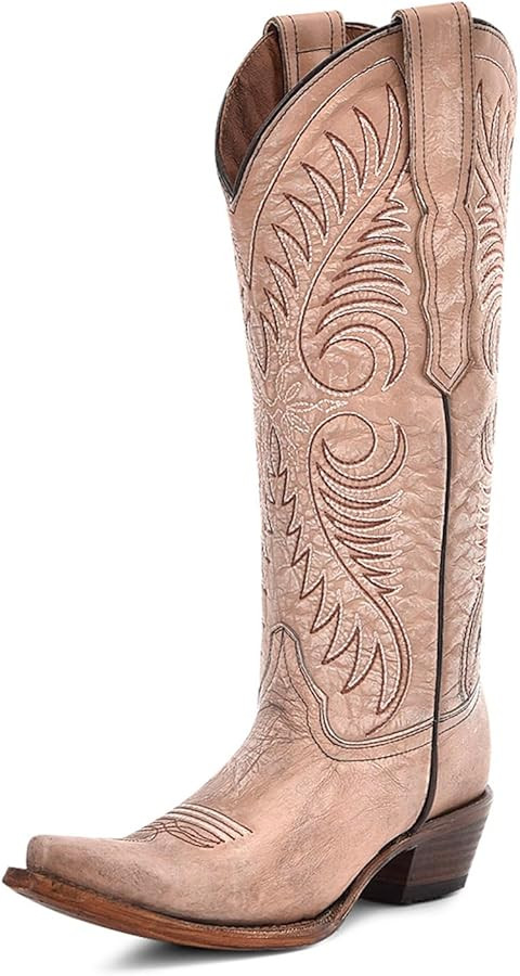 CORRAL Women's Circle G Embroidery Urban Western Outdoor Cowgirl Style Snip Toe Knee-High Pig Lin... | Amazon (US)