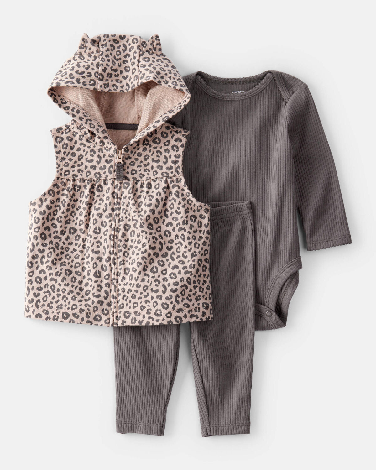 Baby 3-Piece Leopard Little Vest Set - Brown | Carter's Inc
