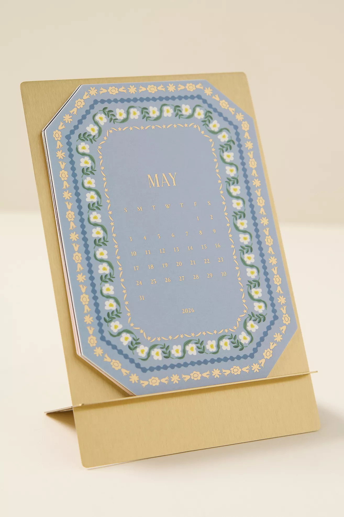 Rifle Paper Co. 2026 Wildwood Brass Easel Desk Calendar | Anthropologie (US)