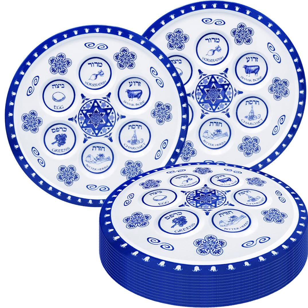 The Dreidel Company Passover Seder Plate, 12-Pack Passover Plate Melamine Renaissance Design Pesa... | Amazon (US)