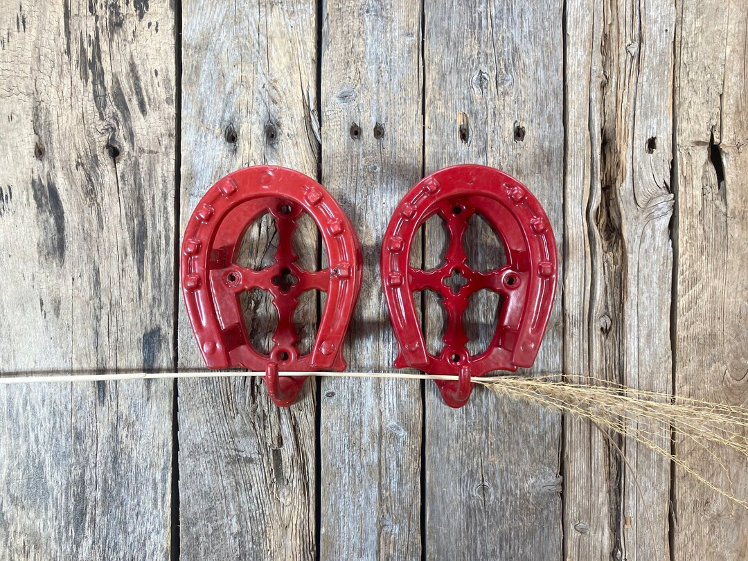 Vintage Pair Bridle Bracket Red Rubber Dipped 2 Cast Iron Wall Mount Riding Horse Stable Tack Roo... | Etsy (US)