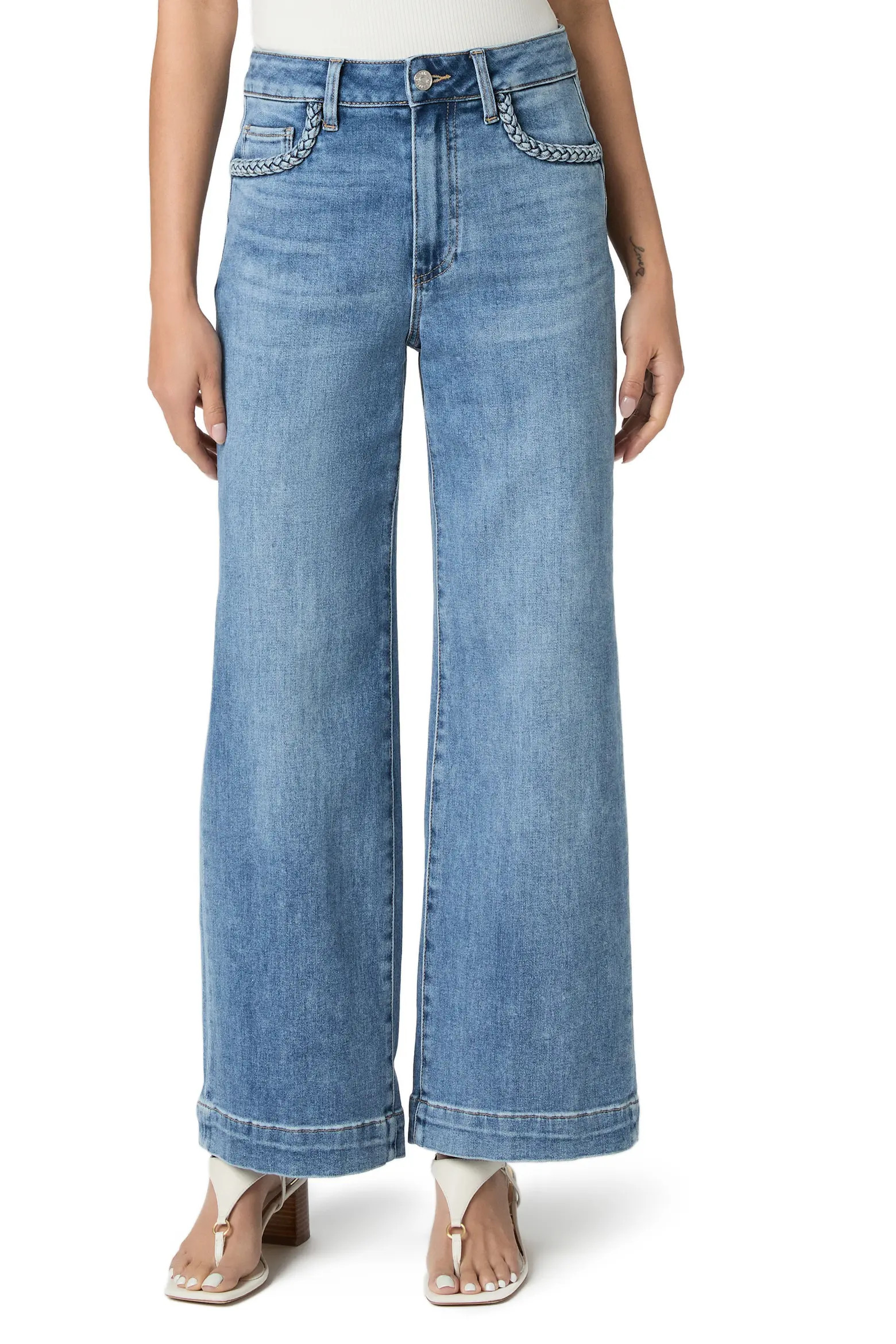Anessa Braided Pocket High Waist Ankle Wide Leg Jeans (Women) | Nordstrom | Nordstrom