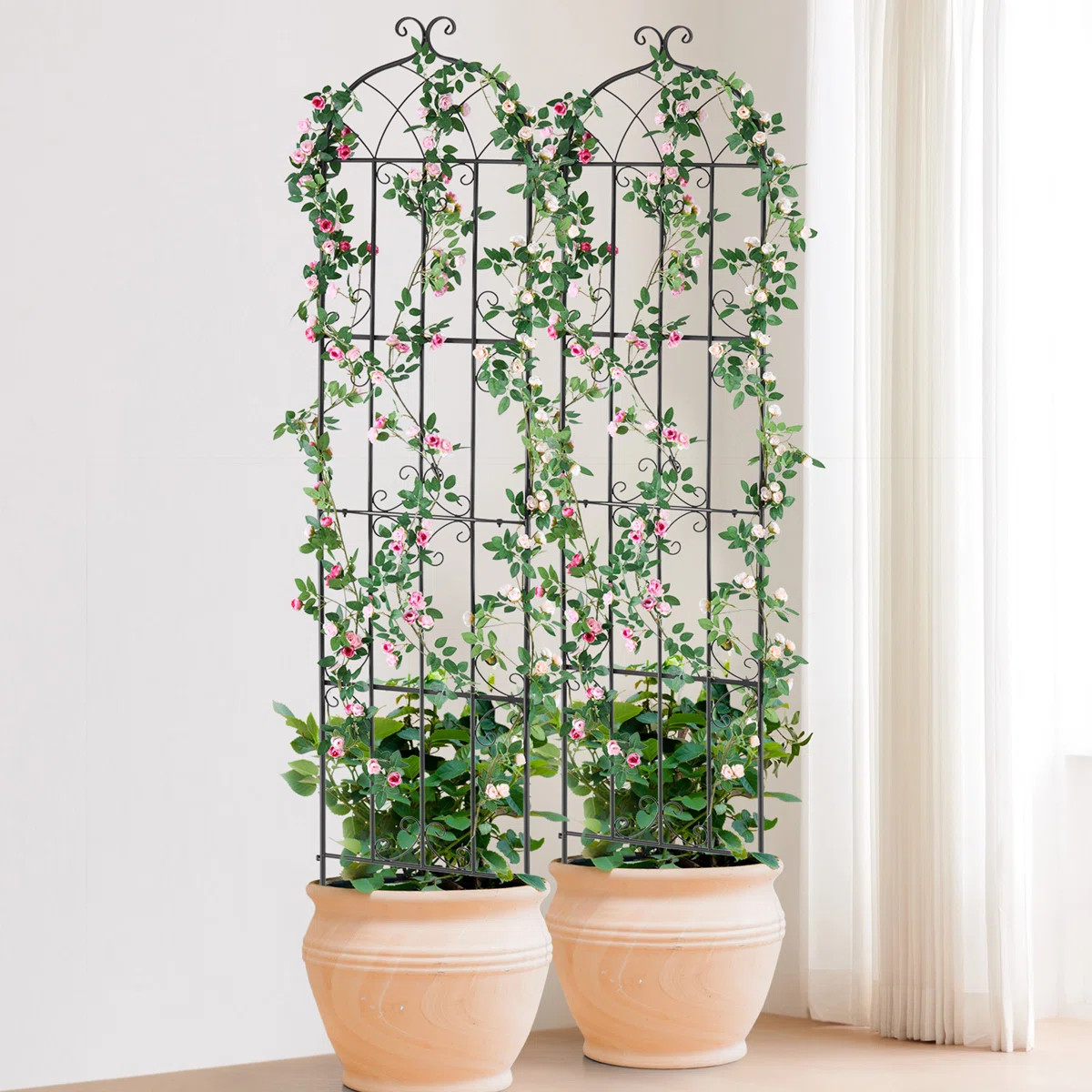 Metal Garden Trellis for Climbing Plant Support in Rustproof (Set of 2) | Wayfair North America