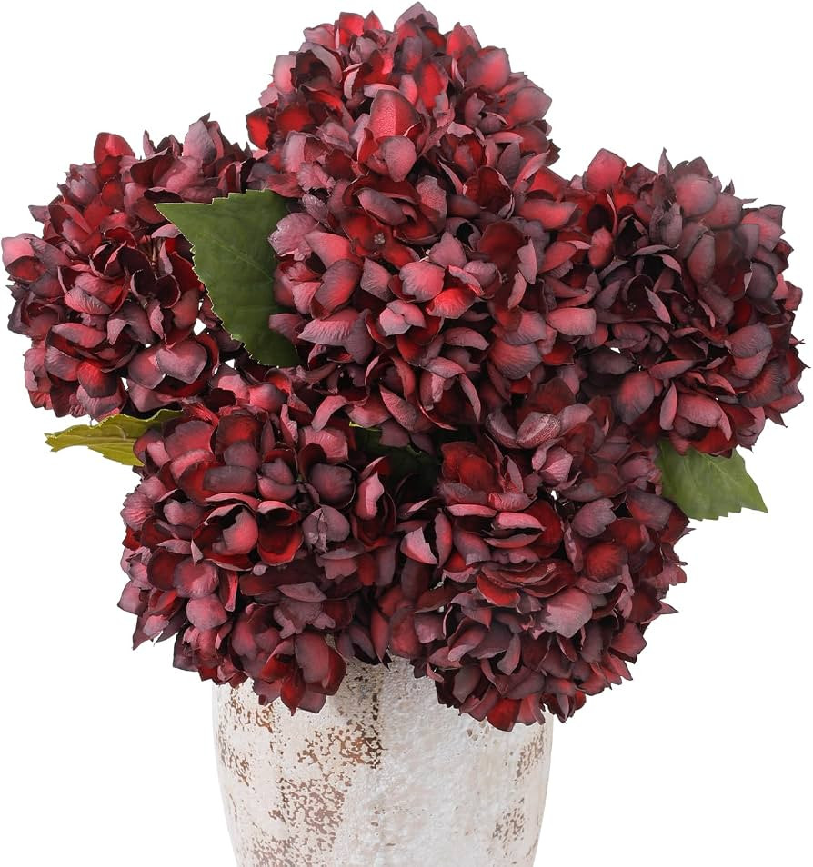 6PCS 21 Inch Lifelike Artificial Silk Hydrangea Flowers, Large Fake Hydrangea Flowers Bouquet wit... | Amazon (US)