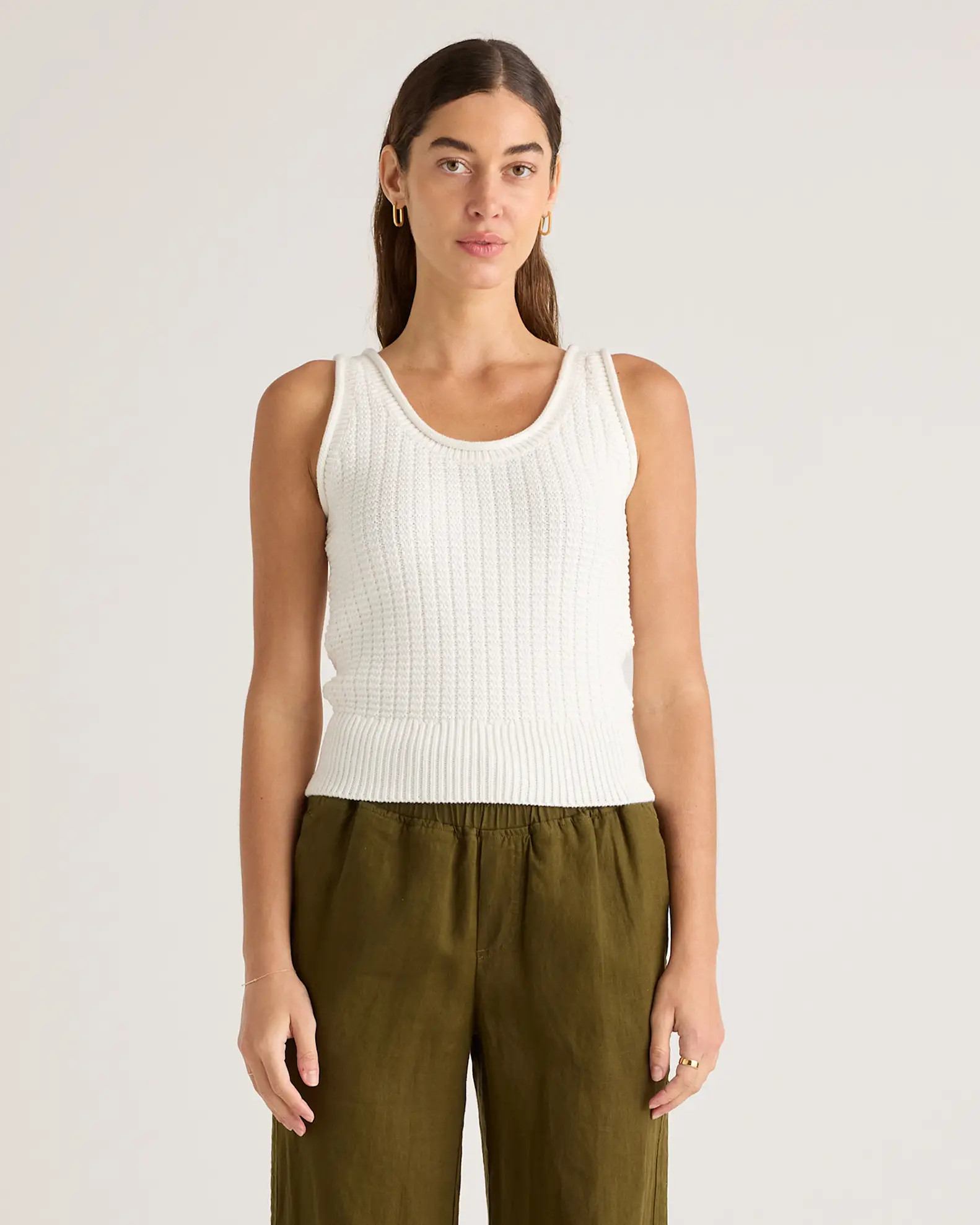 100% Organic Cotton Waffle Cropped Sweater Tank | Quince