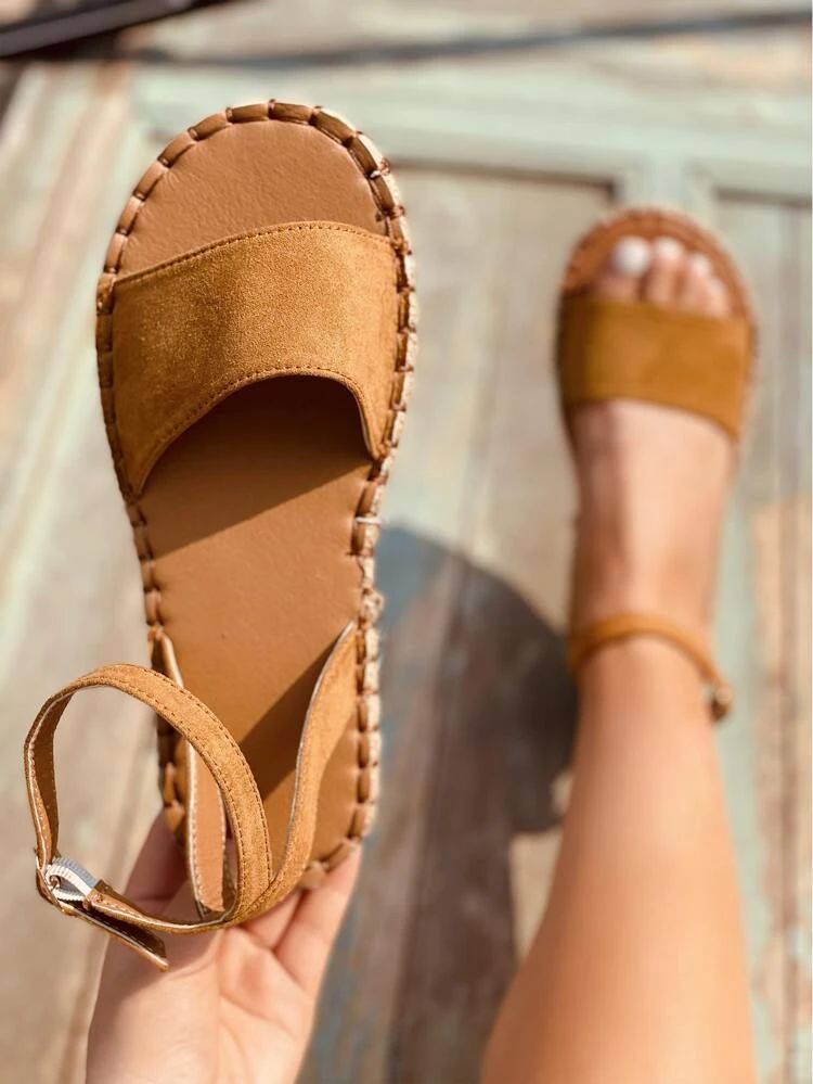 EMERY ROSE Minimalist Flat Strappy Sandals | SHEIN