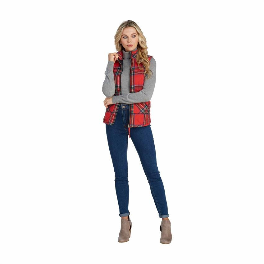 Brodie Quilted Vest in Red Tartan | Mud Pie (US)