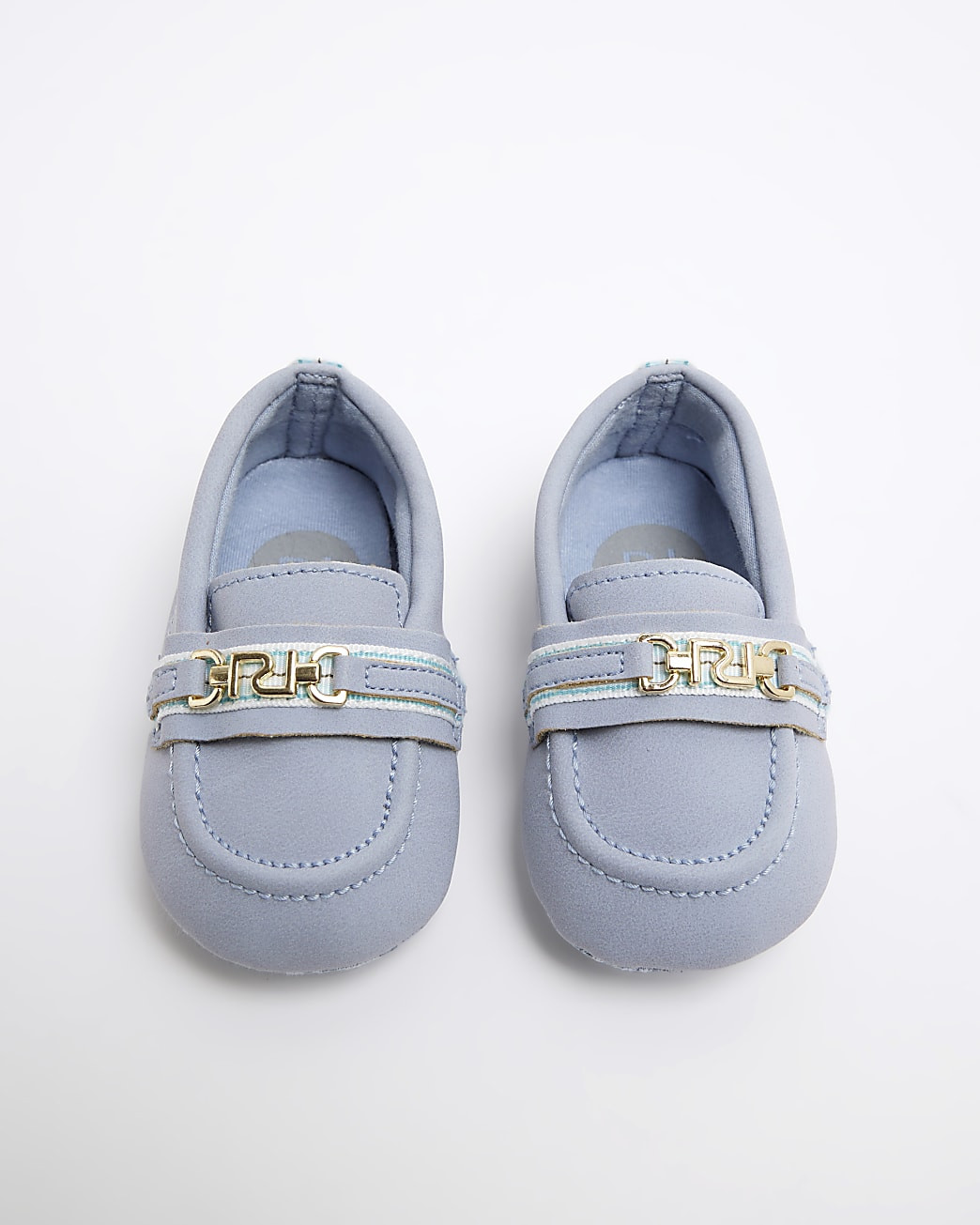 Baby Boys Blue Faux Leather RI Loafers | River Island UK & IE