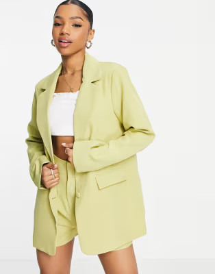 In The Style x Perrie Sian boyfriend blazer in lime - part of a set | ASOS (Global)